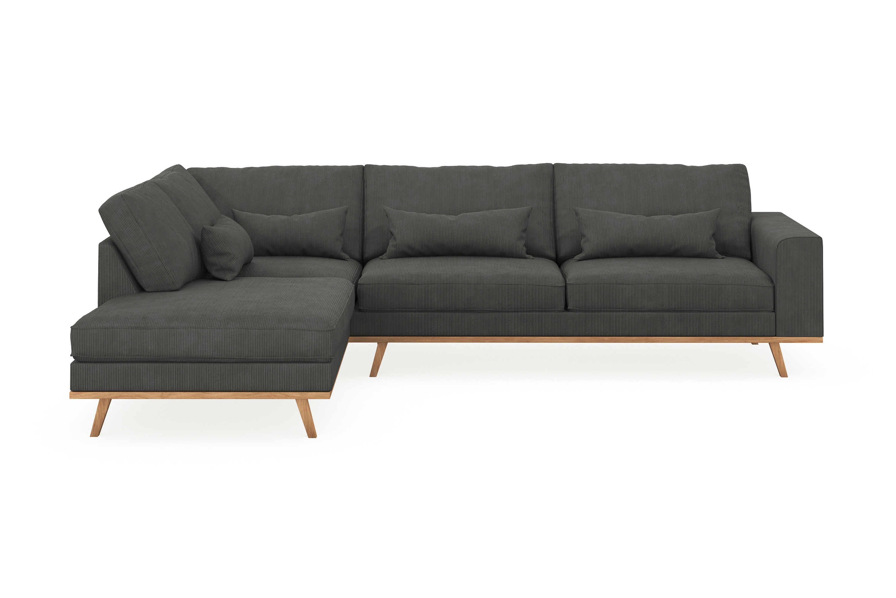 copenhagen 4-sits vänstervänd l-formad schäslongsoffa i manchester - mörkgrå