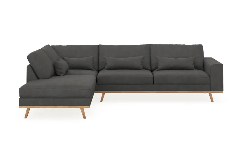 Copenhagen 4-sits Vänstervänd L-formad Schäslongsoffa i Manchester - Mörkgrå - Möbler - Vardagsrum - Soffor - Divansoffa & schäslong