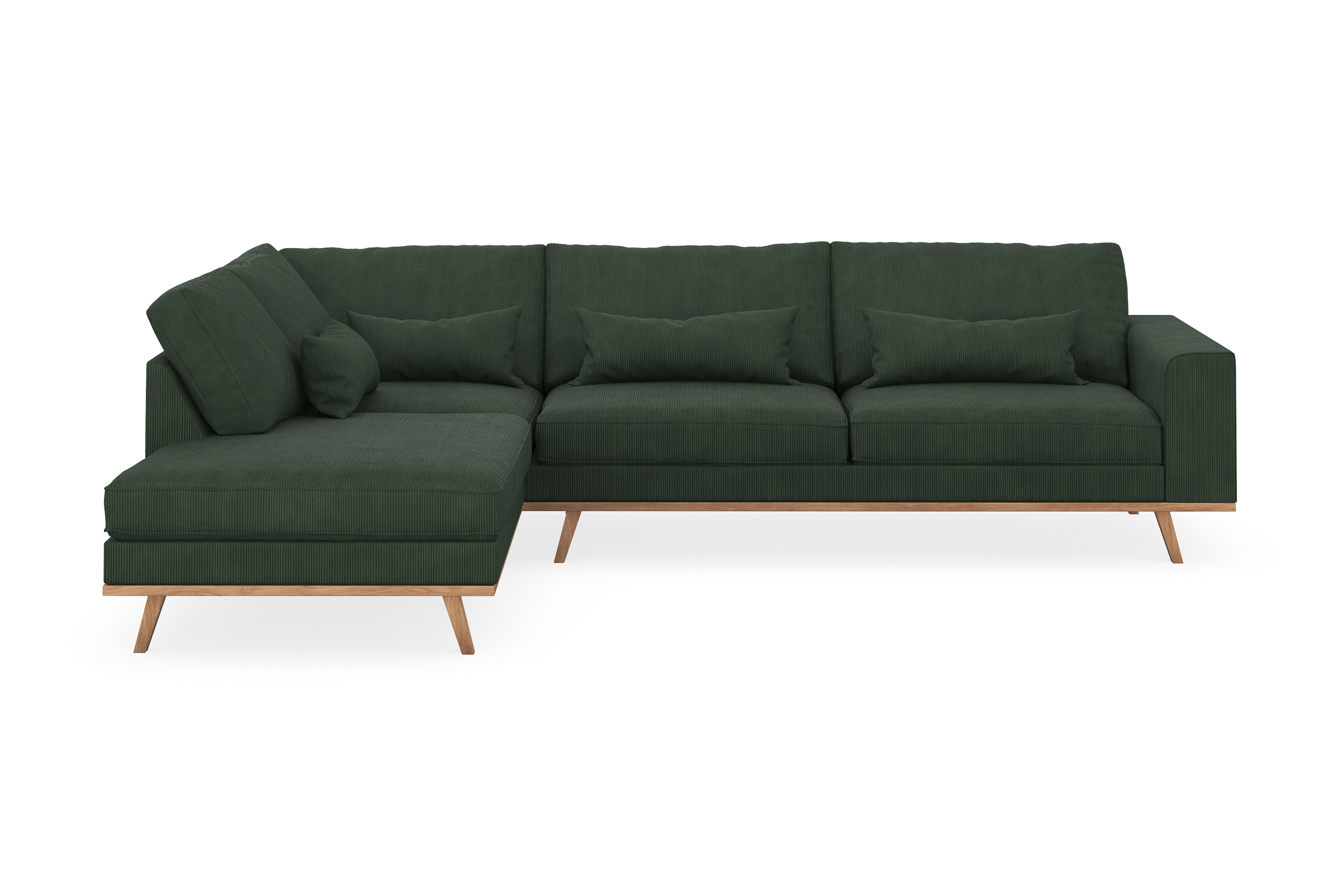 copenhagen 4-sits vänstervänd l-formad schäslongsoffa i manchester - mörkgrön