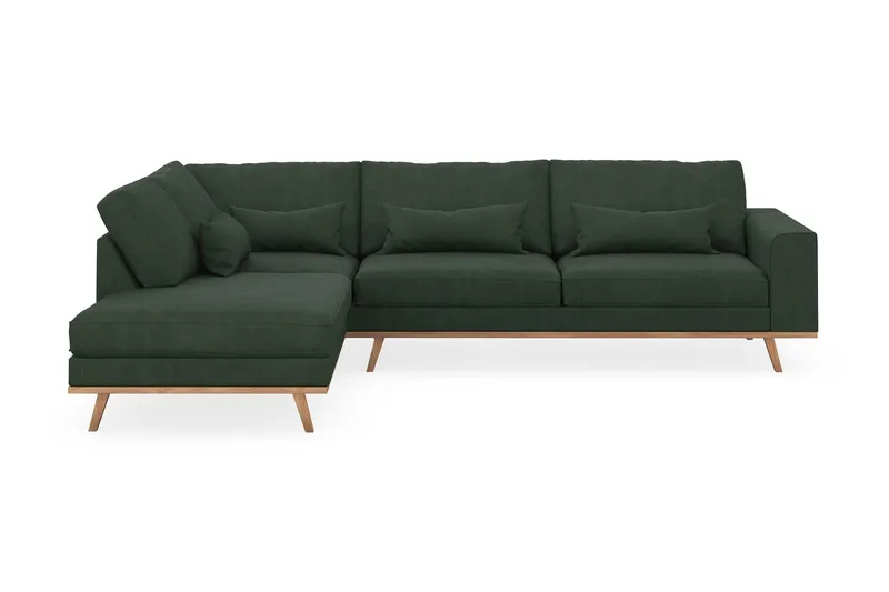 Copenhagen 4-sits Vänstervänd L-formad Schäslongsoffa i Manchester, Mörkgrön
