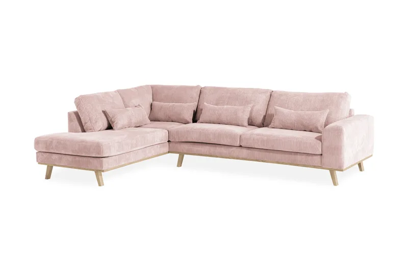 Copenhagen 4-sits Vänstervänd L-formad Schäslongsoffa i Manchester - Rosa - Möbler - Vardagsrum - Soffor - Divansoffa & schäslong