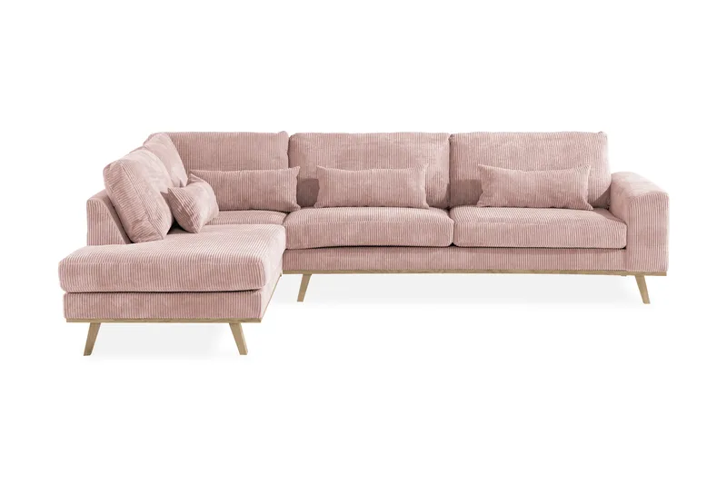 Copenhagen 4-sits Vänstervänd L-formad Schäslongsoffa i Manchester - Rosa - Möbler - Vardagsrum - Soffor - Divansoffa & schäslong