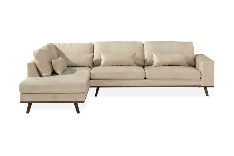 Copenhagen 4-sits Vänstervänd L-formad Schäslongsoffa i Sammet - Beige - Möbler - Vardagsrum - Soffor - Divansoffa & schäslong