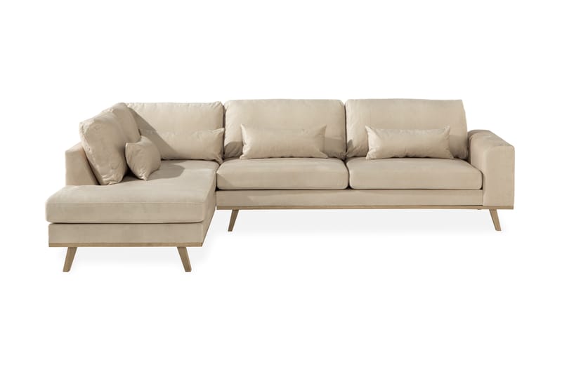 Copenhagen 4-sits Vänstervänd L-formad Schäslongsoffa i Sammet - Beige - Möbler - Vardagsrum - Soffor - Divansoffa & schäslong