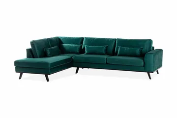 Copenhagen 4-sits Vänstervänd L-formad Schäslongsoffa i Sammet - Grön - Möbler - Vardagsrum - Soffor - Divansoffa & schäslong