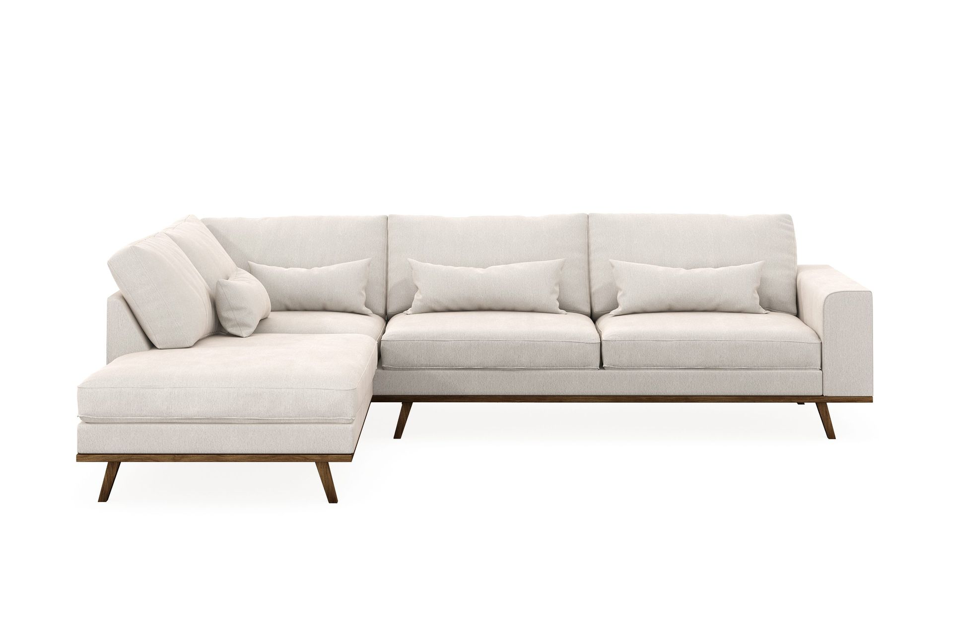 copenhagen 4-sits vänstervänd l-formad schäslongsoffa i sammet - krämvit