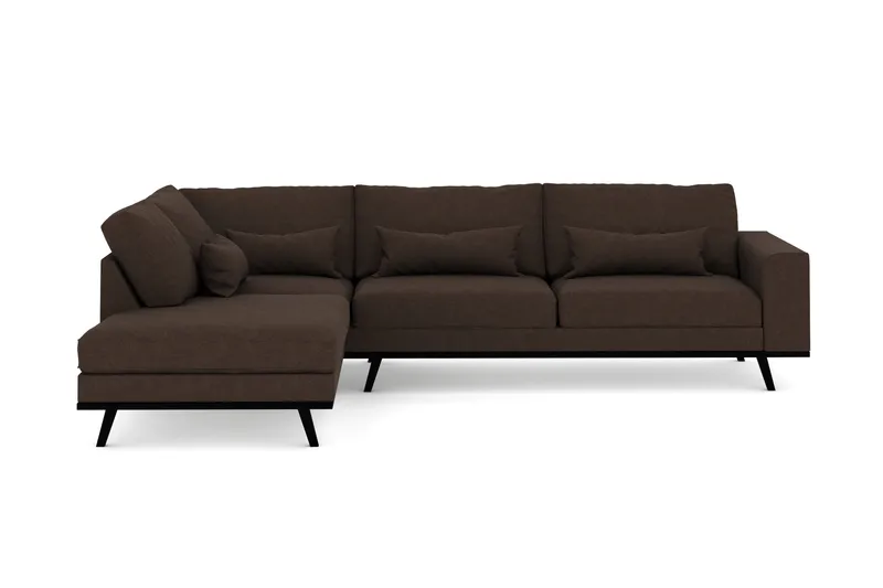 Copenhagen 4-sits Vänstervänd L-formad Schäslongsoffa i Tyg - Brun - Möbler - Vardagsrum - Soffor - Divansoffa & schäslong
