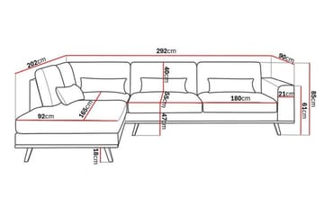 Copenhagen 4-sits Vänstervänd L-formad Schäslongsoffa i Tyg - Grå - Möbler - Vardagsrum - Soffor - Divansoffa & schäslong