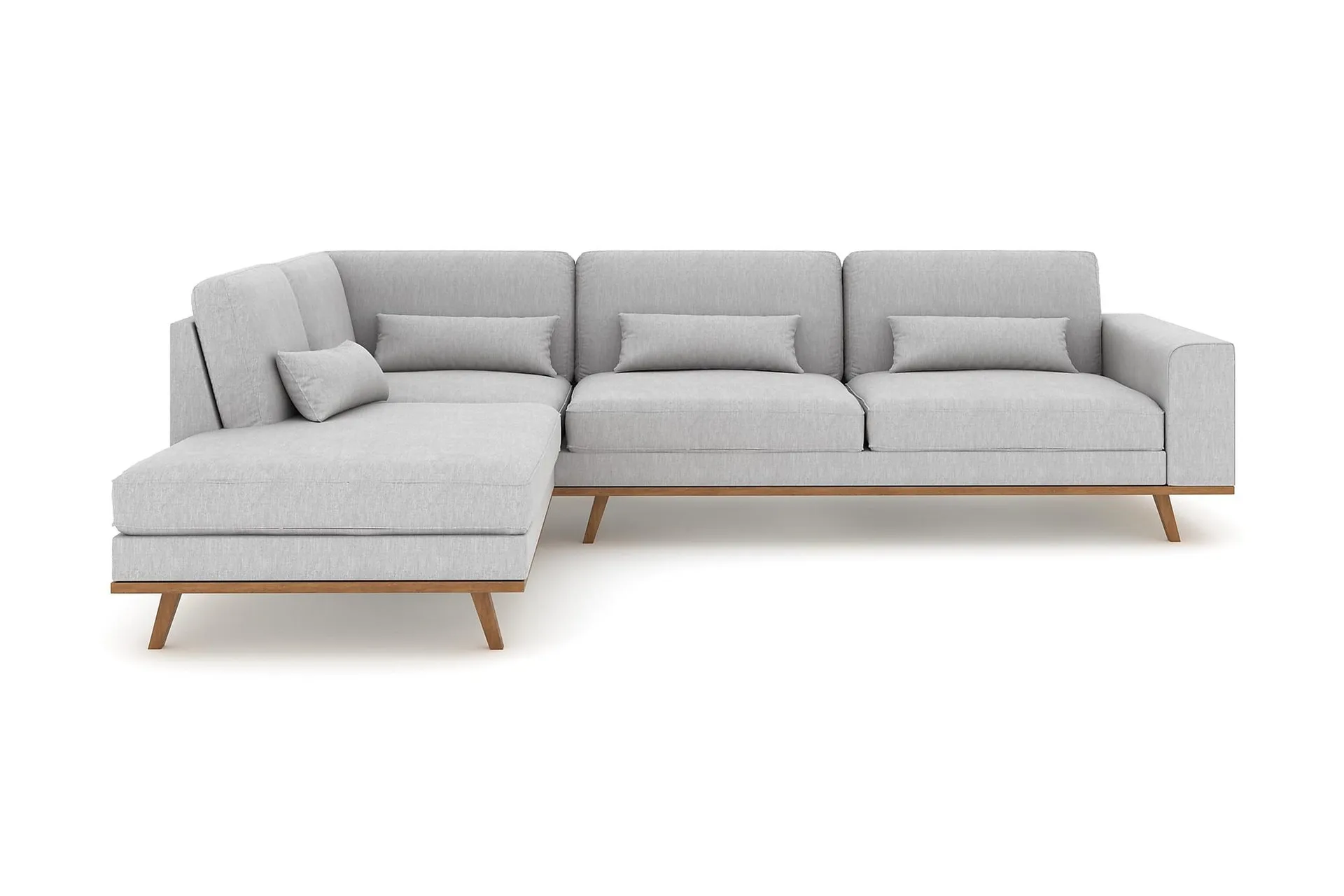 copenhagen 4-sits vänstervänd l-formad schäslongsoffa i tyg - grå