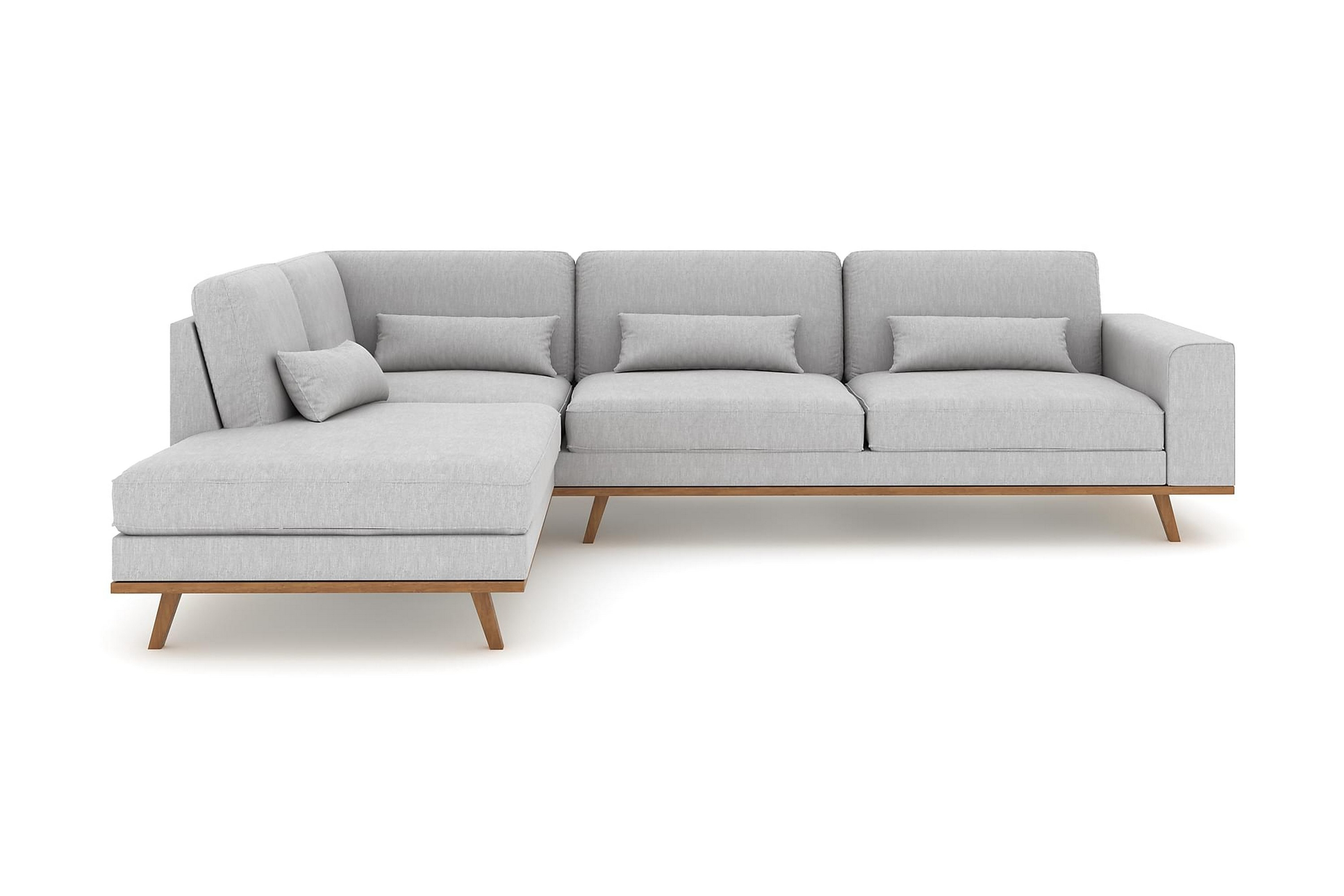 copenhagen 4-sits vänstervänd l-formad schäslongsoffa i tyg - grå