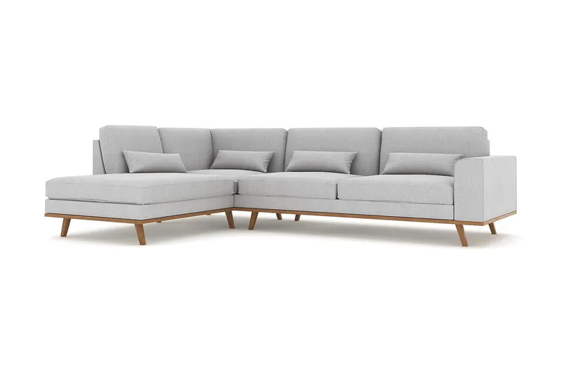 Copenhagen 4-sits Vänstervänd L-formad Schäslongsoffa i Tyg - Grå - Möbler - Vardagsrum - Soffor - Divansoffa & schäslong