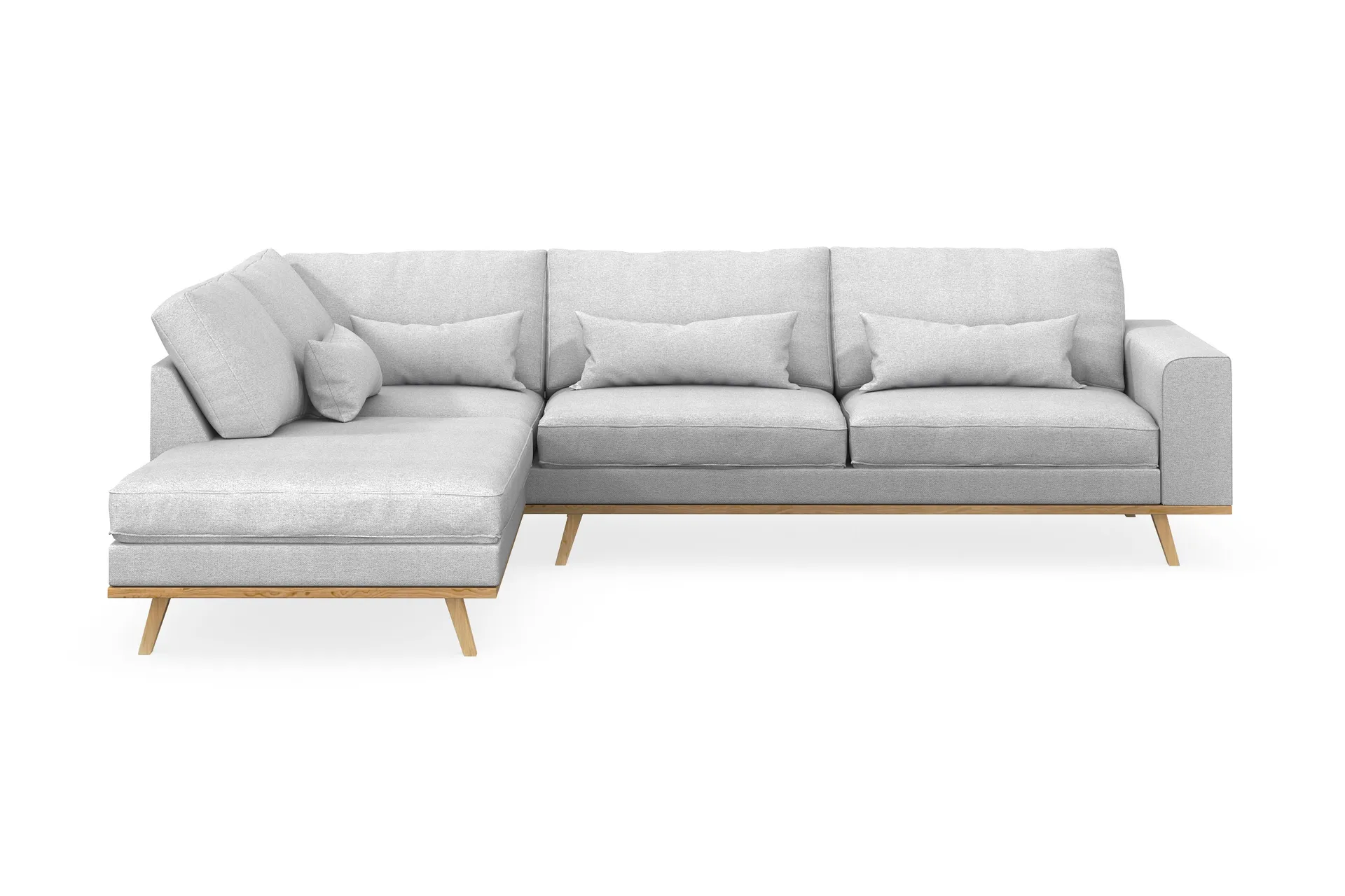 Copenhagen 4-sits V&auml;nsterv&auml;nd L-formad Sch&auml;slongsoffa i Tyg - Ljusgr&aring;