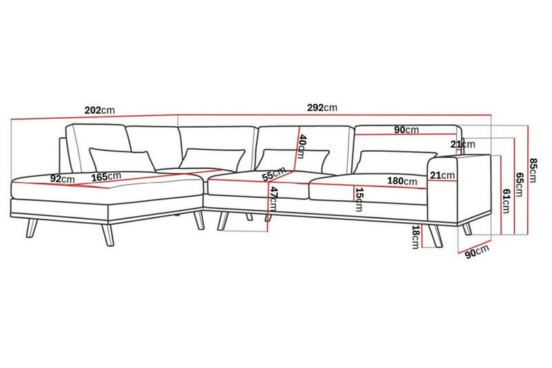Copenhagen 4-sits Vänstervänd L-formad Schäslongsoffa i Tyg - Ljusgrå - Möbler - Vardagsrum - Soffor - Divansoffa & schäslong