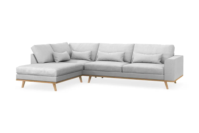Copenhagen 4-sits Vänstervänd L-formad Schäslongsoffa i Tyg - Ljusgrå - Möbler - Vardagsrum - Soffor - Divansoffa & schäslong