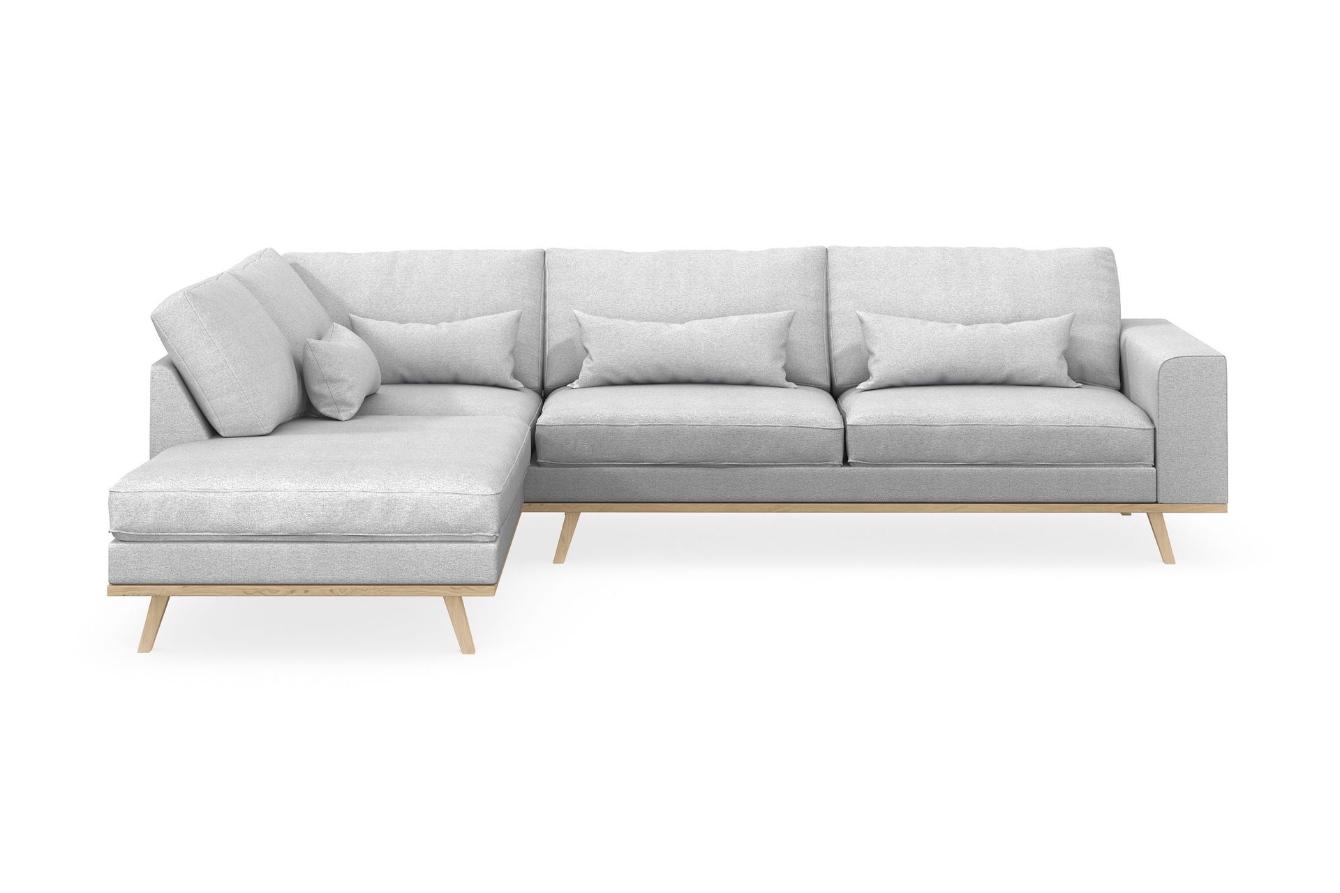 Copenhagen 4-sits V&auml;nsterv&auml;nd L-formad Sch&auml;slongsoffa i Tyg - Ljusgr&aring;