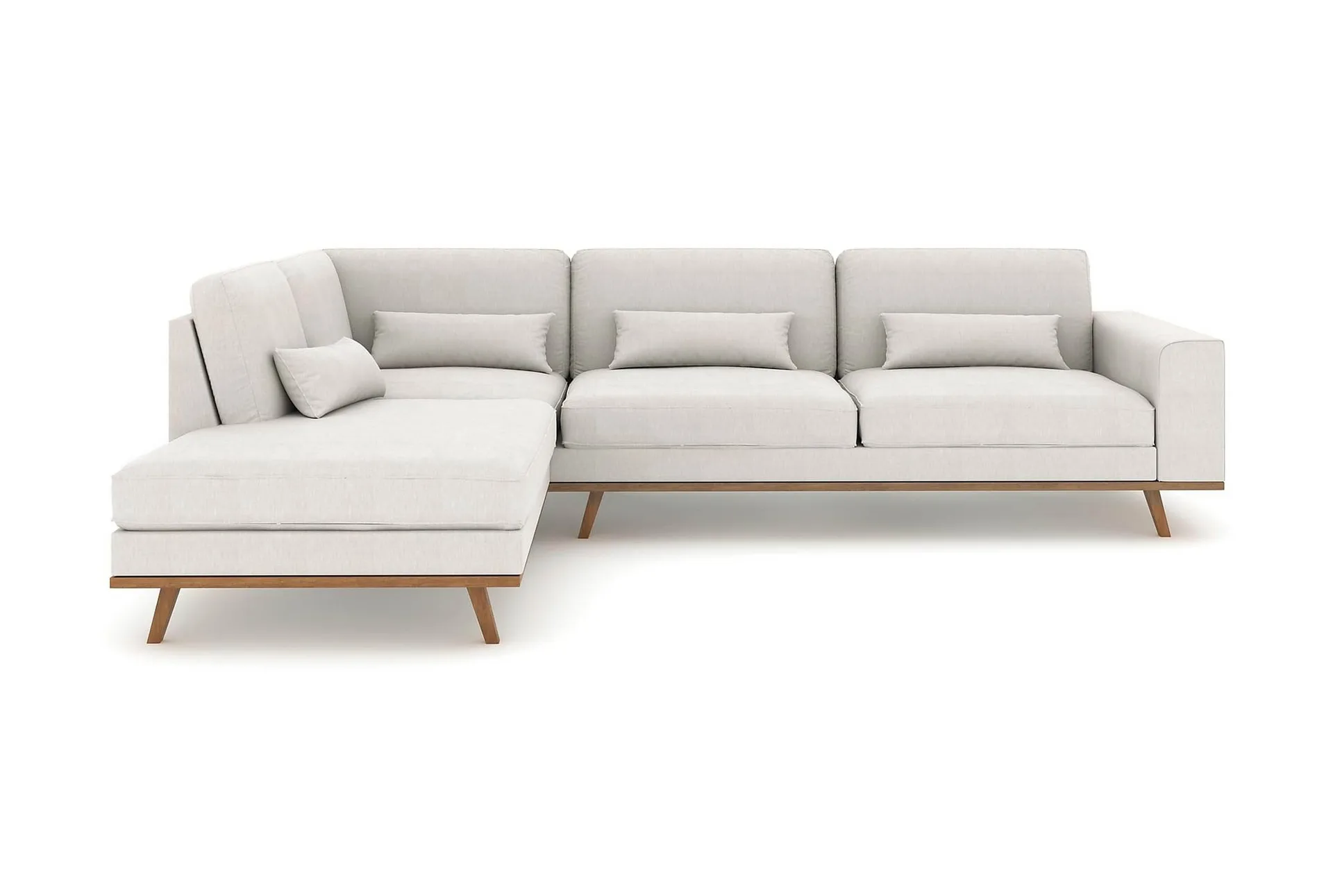 Copenhagen 4-sits V&auml;nsterv&auml;nd L-formad Sch&auml;slongsoffa i Tyg - Ljusgr&aring;