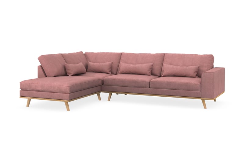 Copenhagen 4-sits Vänstervänd L-formad Schäslongsoffa i Tyg - Rosa - Möbler - Vardagsrum - Soffor - Divansoffa & schäslong