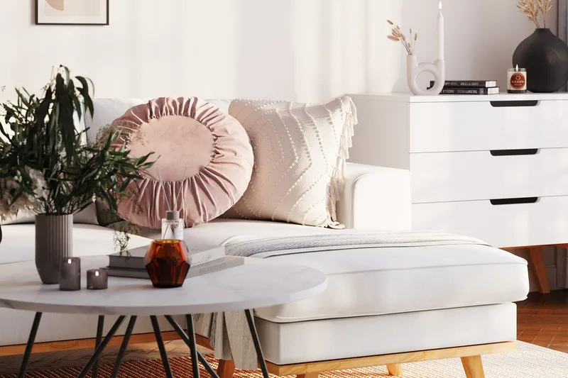 Copenhagen Compact 3-sits Vändbar L-formad Divansoffa i Tyg - Ljusgrå - Möbler - Vardagsrum - Soffor - Divansoffa & schäslong