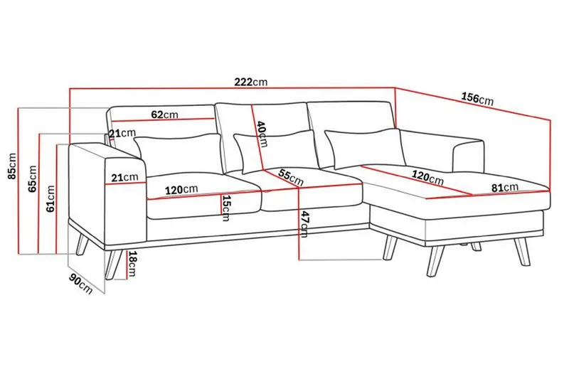 Copenhagen Compact 3-sits Vändbar L-formad Divansoffa i Tyg - Ljusgrå - Möbler - Vardagsrum - Soffor - Divansoffa & schäslong