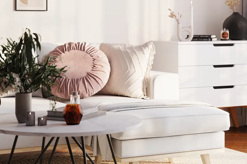 Copenhagen Compact 3-sits Vändbar L-formad Divansoffa i Tyg - Ljusgrå - Möbler - Vardagsrum - Soffor - Divansoffa & schäslong