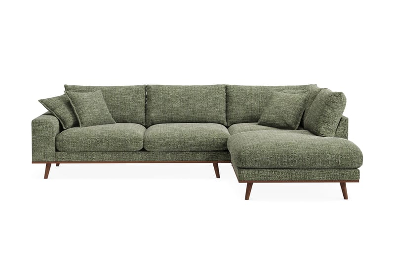 Copenhagen Premium 4-sits Högervänd L-formad Djup Schäslongsoffa i Chenille, Grön