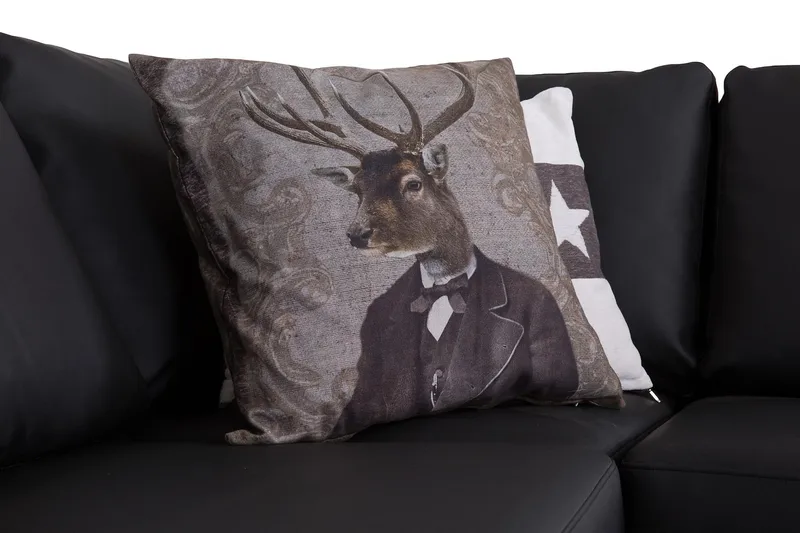 Crazy 3-sits Högervänd L-formad Schäslongsoffa i Konstläder - Svart - Möbler - Vardagsrum - Soffor - Divansoffa & schäslong