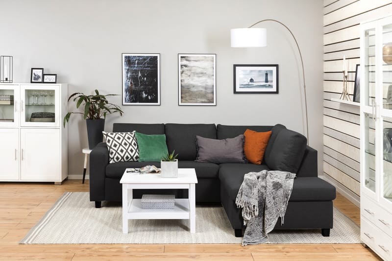 Crazy 3-sits Högervänd L-formad Schäslongsoffa i Tyg - Antracit - Möbler - Vardagsrum - Soffor - Divansoffa & schäslong