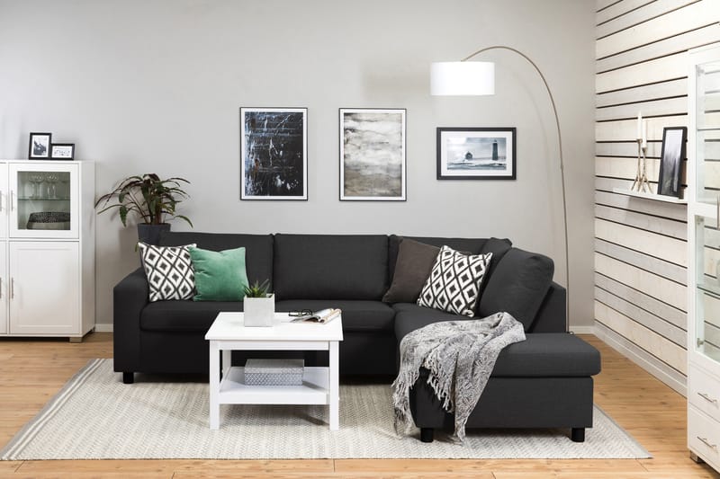 Crazy 3-sits Högervänd L-formad Schäslongsoffa i Tyg - Antracit - Möbler - Vardagsrum - Soffor - Divansoffa & schäslong