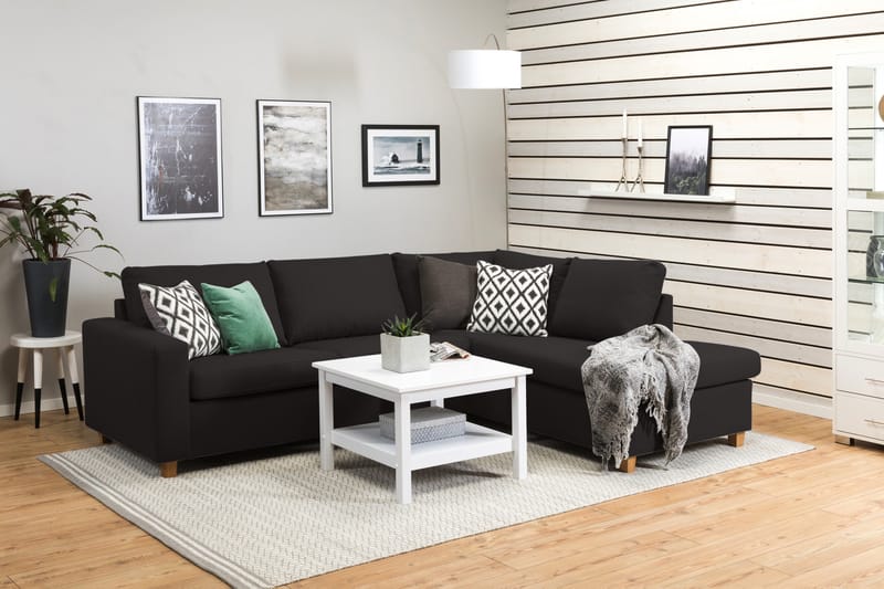 Crazy 3-sits Högervänd L-formad Schäslongsoffa i Tyg - Antracit - Möbler - Vardagsrum - Soffor - Divansoffa & schäslong