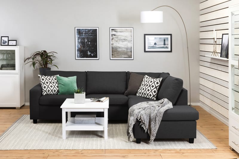 Crazy 3-sits Högervänd L-formad Schäslongsoffa i Tyg - Antracit - Möbler - Vardagsrum - Soffor - Divansoffa & schäslong