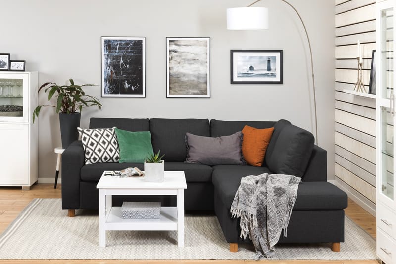 Crazy 3-sits Högervänd L-formad Schäslongsoffa i Tyg - Antracit - Möbler - Vardagsrum - Soffor - Divansoffa & schäslong