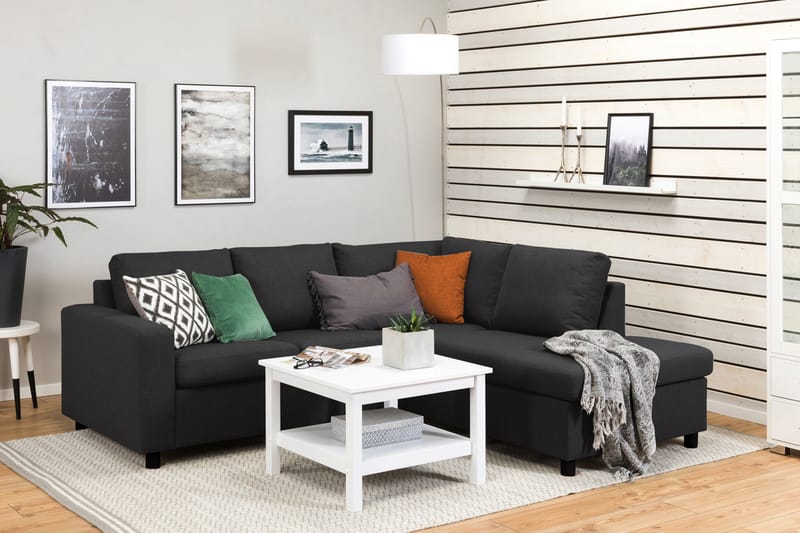 Crazy 3-sits Högervänd L-formad Schäslongsoffa i Tyg - Antracit - Möbler - Vardagsrum - Soffor - Divansoffa & schäslong