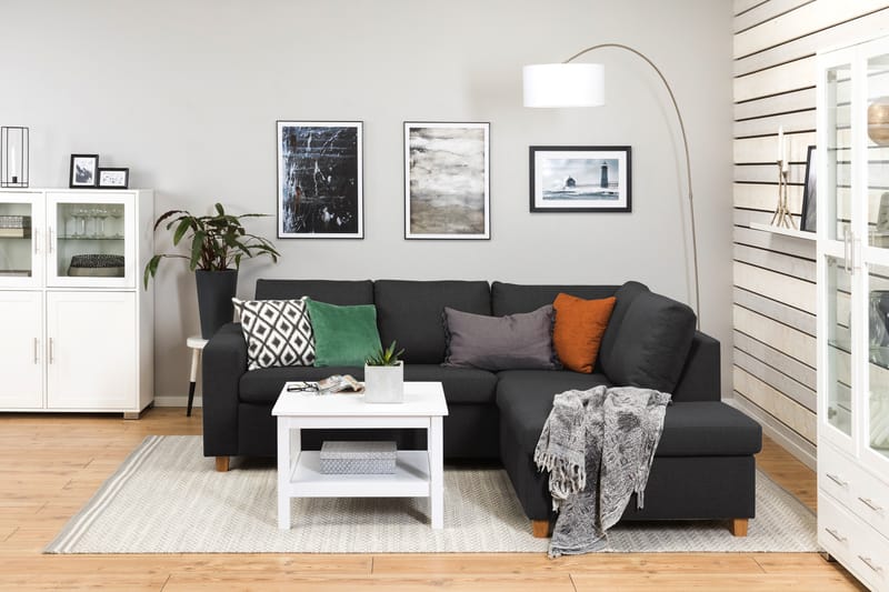 Crazy 3-sits Högervänd L-formad Schäslongsoffa i Tyg - Antracit - Möbler - Vardagsrum - Soffor - Divansoffa & schäslong