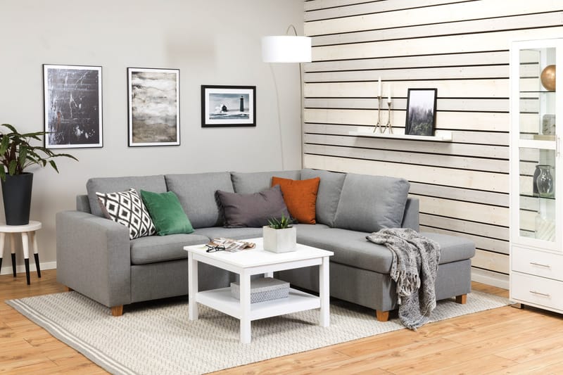 Crazy 3-sits Högervänd L-formad Schäslongsoffa i Tyg - Grå - Möbler - Vardagsrum - Soffor - Divansoffa & schäslong