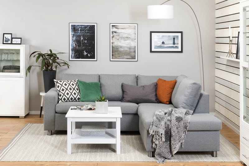 Crazy 3-sits Högervänd L-formad Schäslongsoffa i Tyg - Grå - Möbler - Vardagsrum - Soffor - Divansoffa & schäslong