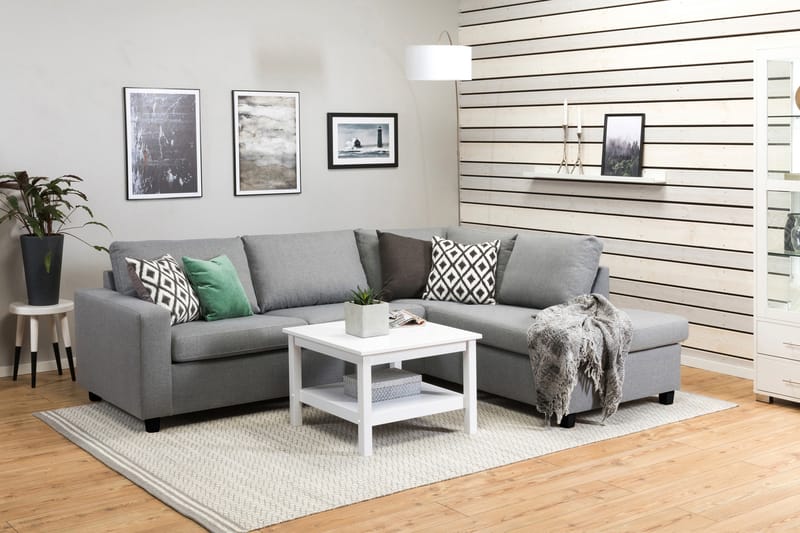 Crazy 3-sits Högervänd L-formad Schäslongsoffa i Tyg - Grå - Möbler - Vardagsrum - Soffor - Divansoffa & schäslong