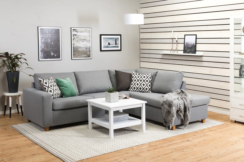 Crazy 3-sits Högervänd L-formad Schäslongsoffa i Tyg - Grå - Möbler - Vardagsrum - Soffor - Divansoffa & schäslong