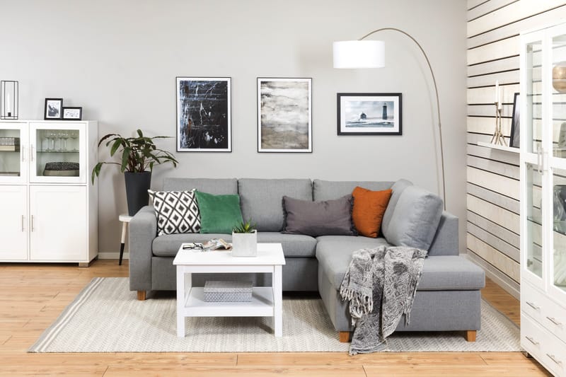 Crazy 3-sits Högervänd L-formad Schäslongsoffa i Tyg - Grå - Möbler - Vardagsrum - Soffor - Divansoffa & schäslong