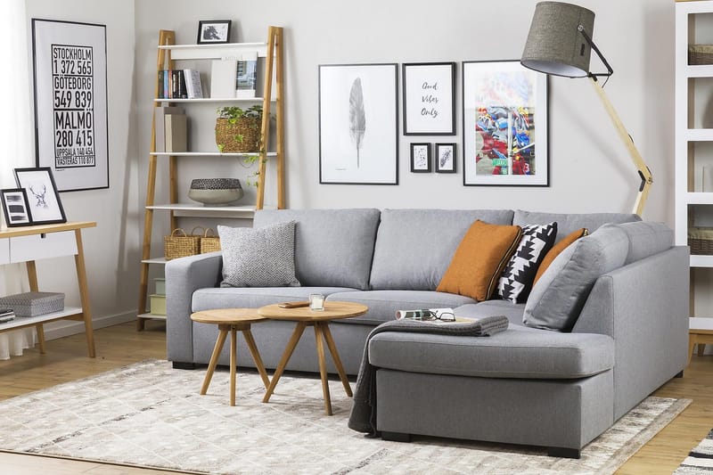 Crazy 3-sits Högervänd L-formad Schäslongsoffa i Tyg - Grå - Möbler - Vardagsrum - Soffor - Divansoffa & schäslong