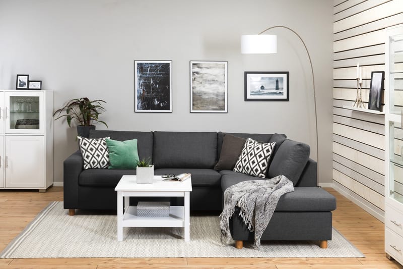 Crazy 3-sits Högervänd L-formad Schäslongsoffa i Tyg - Mörkgrå - Möbler - Vardagsrum - Soffor - Divansoffa & schäslong