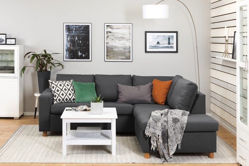 Crazy 3-sits Högervänd L-formad Schäslongsoffa i Tyg - Mörkgrå - Möbler - Vardagsrum - Soffor - Divansoffa & schäslong
