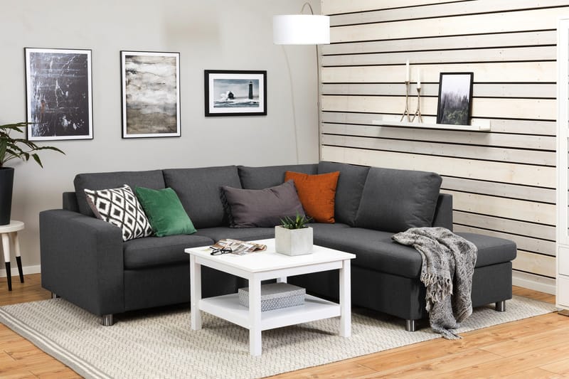 Crazy 3-sits Högervänd L-formad Schäslongsoffa i Tyg - Mörkgrå - Möbler - Vardagsrum - Soffor - Divansoffa & schäslong