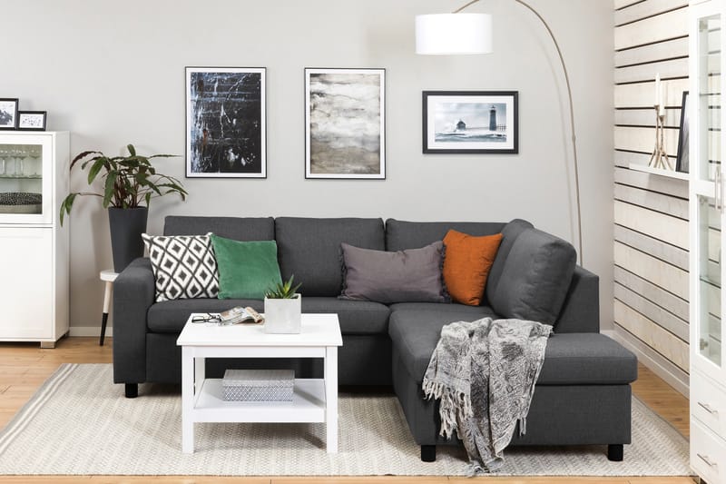 Crazy 3-sits Högervänd L-formad Schäslongsoffa i Tyg - Mörkgrå - Möbler - Vardagsrum - Soffor - Divansoffa & schäslong