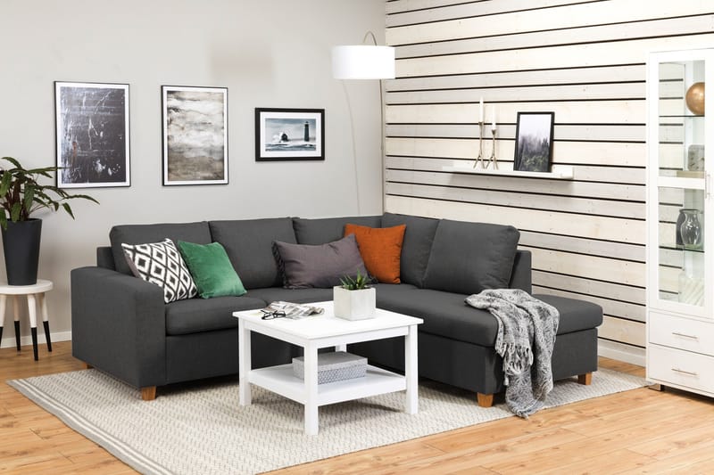 Crazy 3-sits Högervänd L-formad Schäslongsoffa i Tyg - Mörkgrå - Möbler - Vardagsrum - Soffor - Divansoffa & schäslong