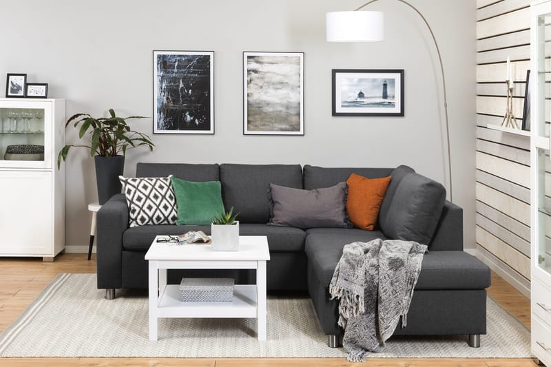 Crazy 3-sits Högervänd L-formad Schäslongsoffa i Tyg - Mörkgrå - Möbler - Vardagsrum - Soffor - Divansoffa & schäslong