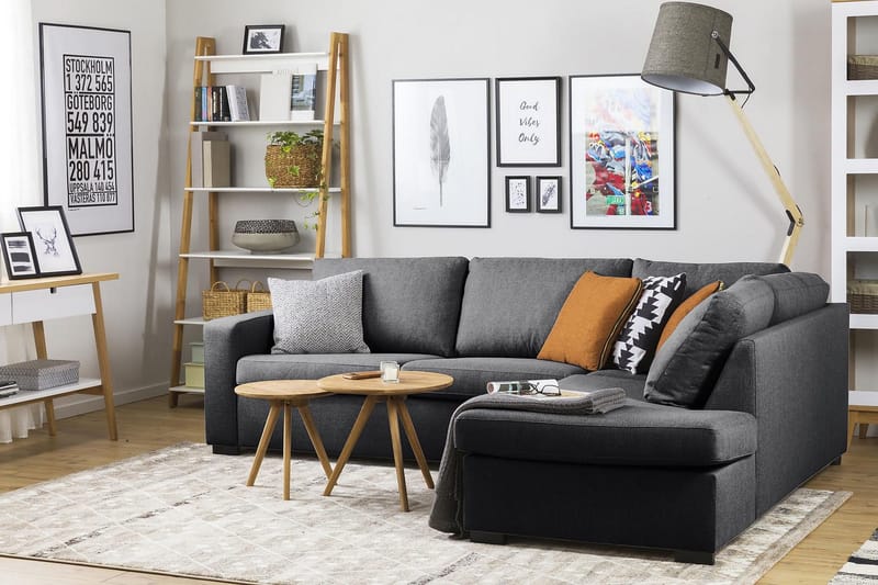 Crazy 3-sits Högervänd L-formad Schäslongsoffa i Tyg - Mörkgrå - Möbler - Vardagsrum - Soffor - Divansoffa & schäslong