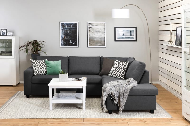 Crazy 3-sits Högervänd L-formad Schäslongsoffa i Tyg - Mörkgrå - Möbler - Vardagsrum - Soffor - Divansoffa & schäslong