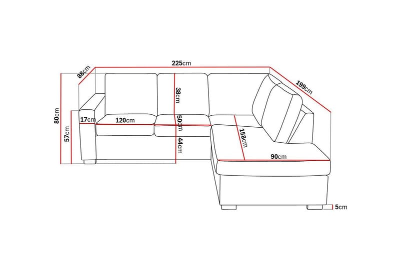 Crazy 3-sits Högervänd L-formad Schäslongsoffa i Tyg - Mörkgrå - Möbler - Vardagsrum - Soffor - Divansoffa & schäslong