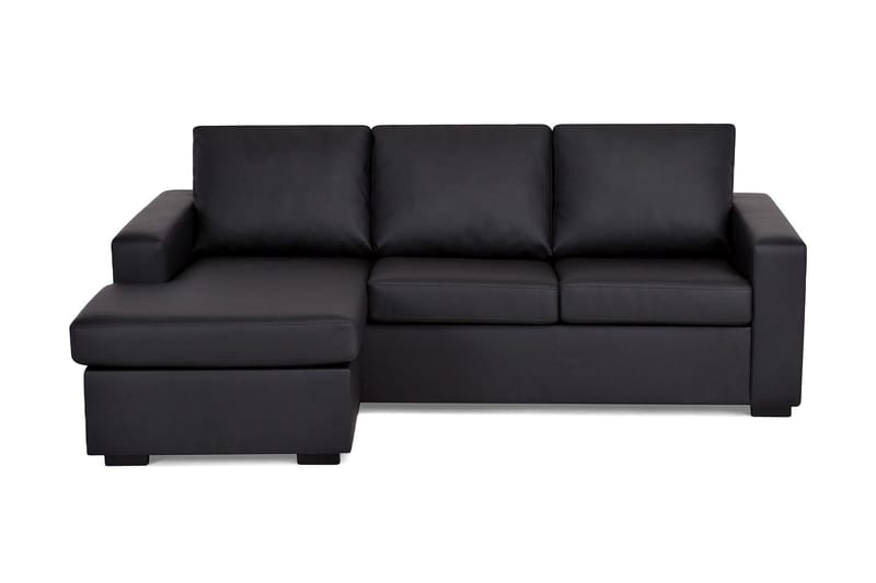 Crazy 3-sits Vändbar L-formad Divansoffa i Konstläder - Svart - Möbler - Vardagsrum - Soffor - Divansoffa & schäslong