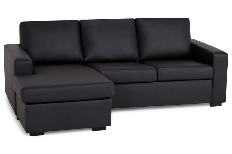 Crazy 3-sits Vändbar L-formad Divansoffa i Konstläder - Svart - Möbler - Vardagsrum - Soffor - Divansoffa & schäslong